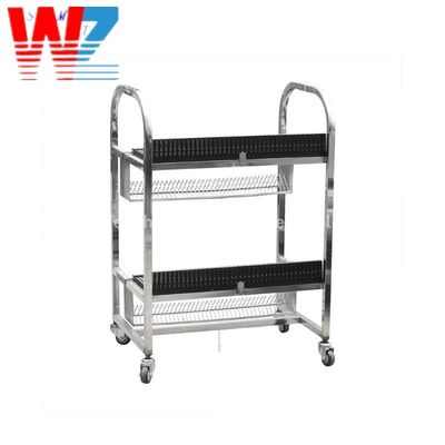 SMT Máquina de alimentación de Fuji Carrito de doble capa de acero inoxidable Carrito de almacenamiento de alimentación para la máquina de selección y colocación de fuji